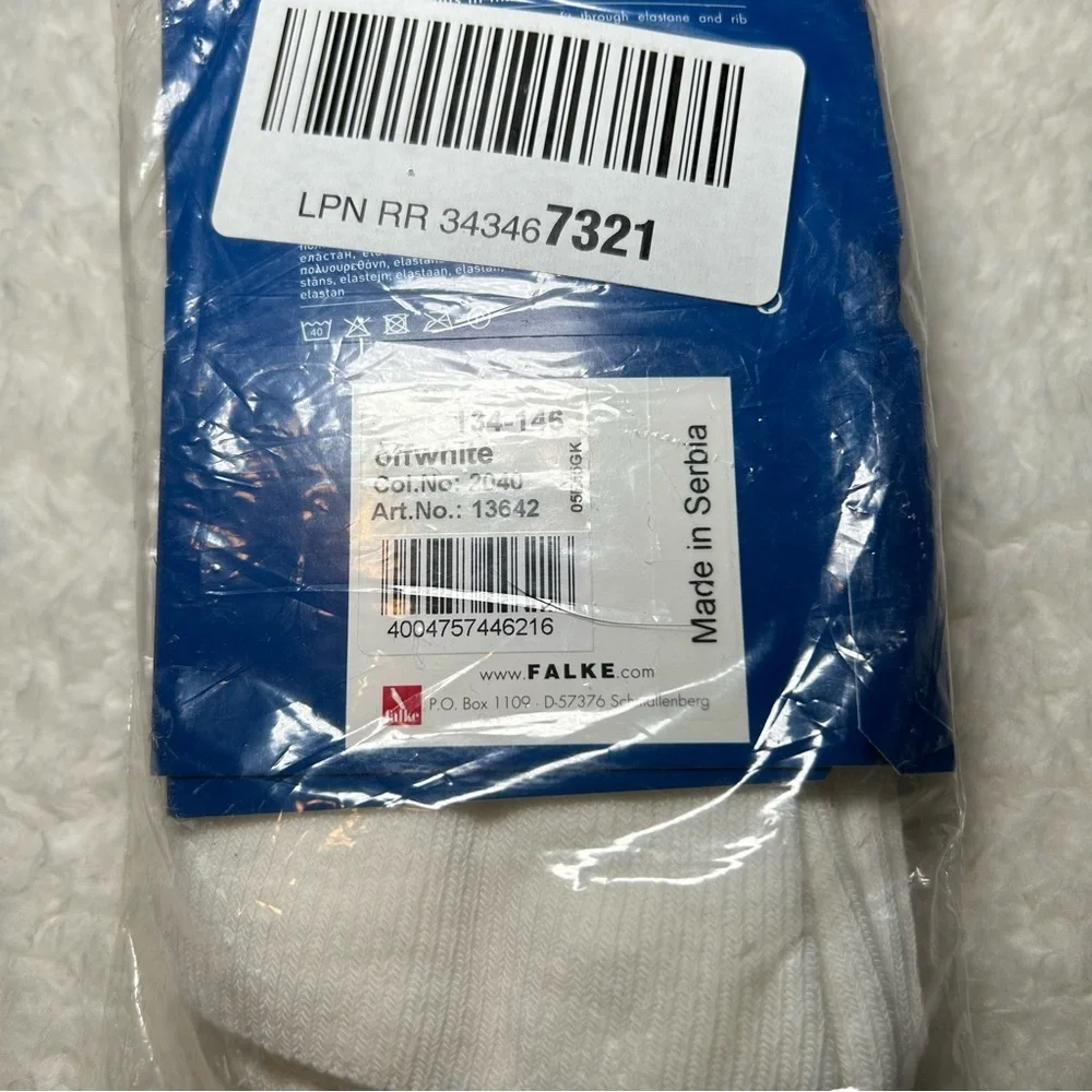 Falke Girls Off White Ribbed Tights 4-6 NEW